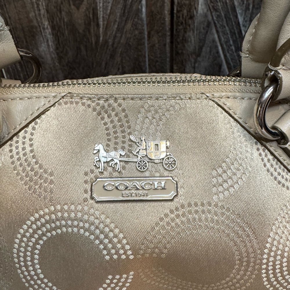 Coach Madison Sophia Op C Metallic Beige Bag EUC - Picture 3 of 9